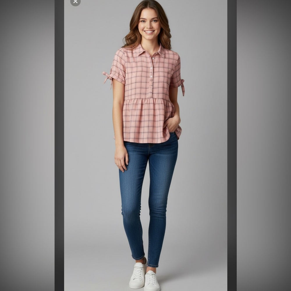 Barbie style plaid baby doll top Barbie pink style